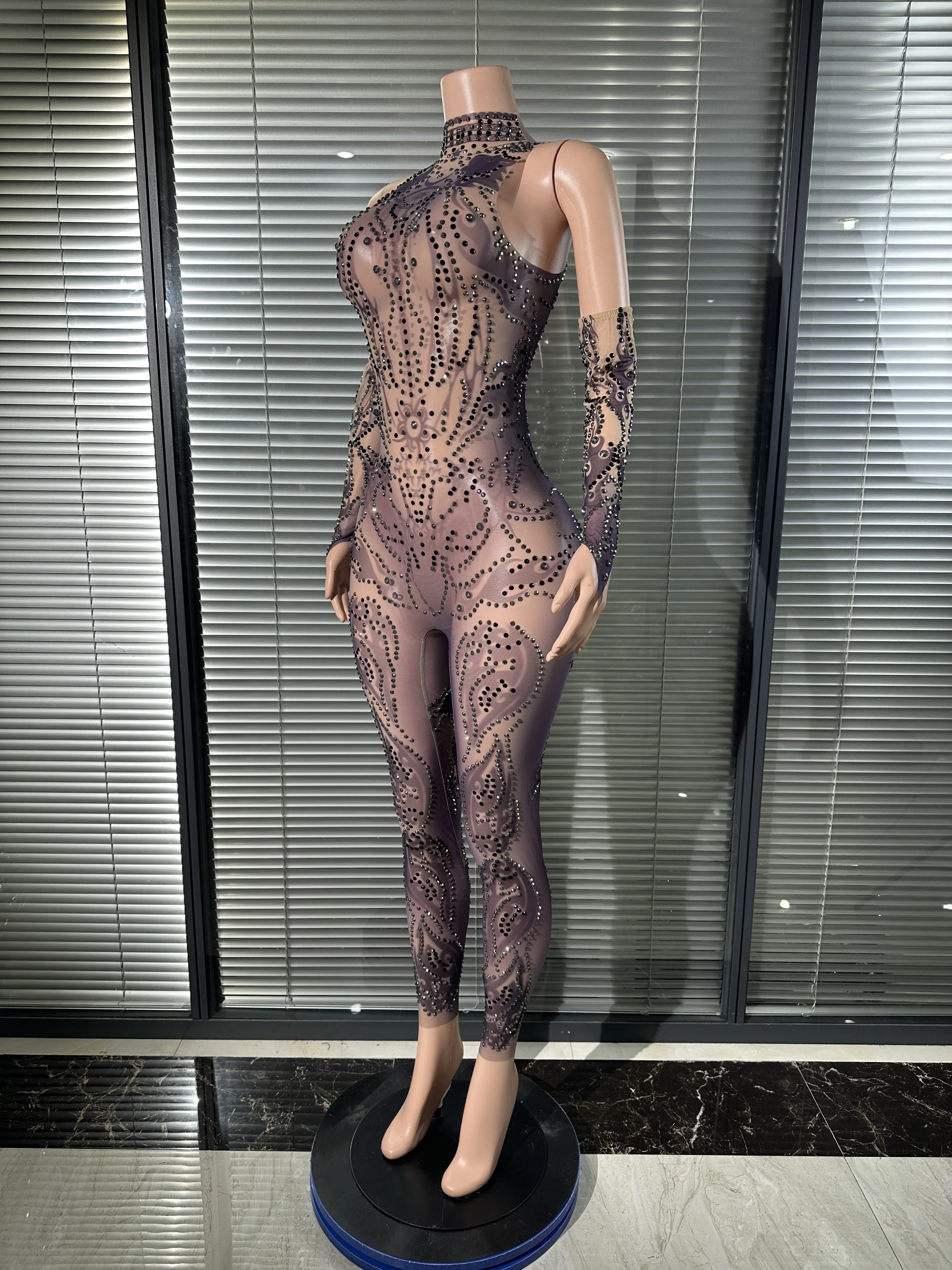 

Женский сексуальный блестящий комбинезон со стразами, танцевальный костюм для выступлений, певица, танцовщица, шоу, сценическая одежда, наряд для ночного клуба