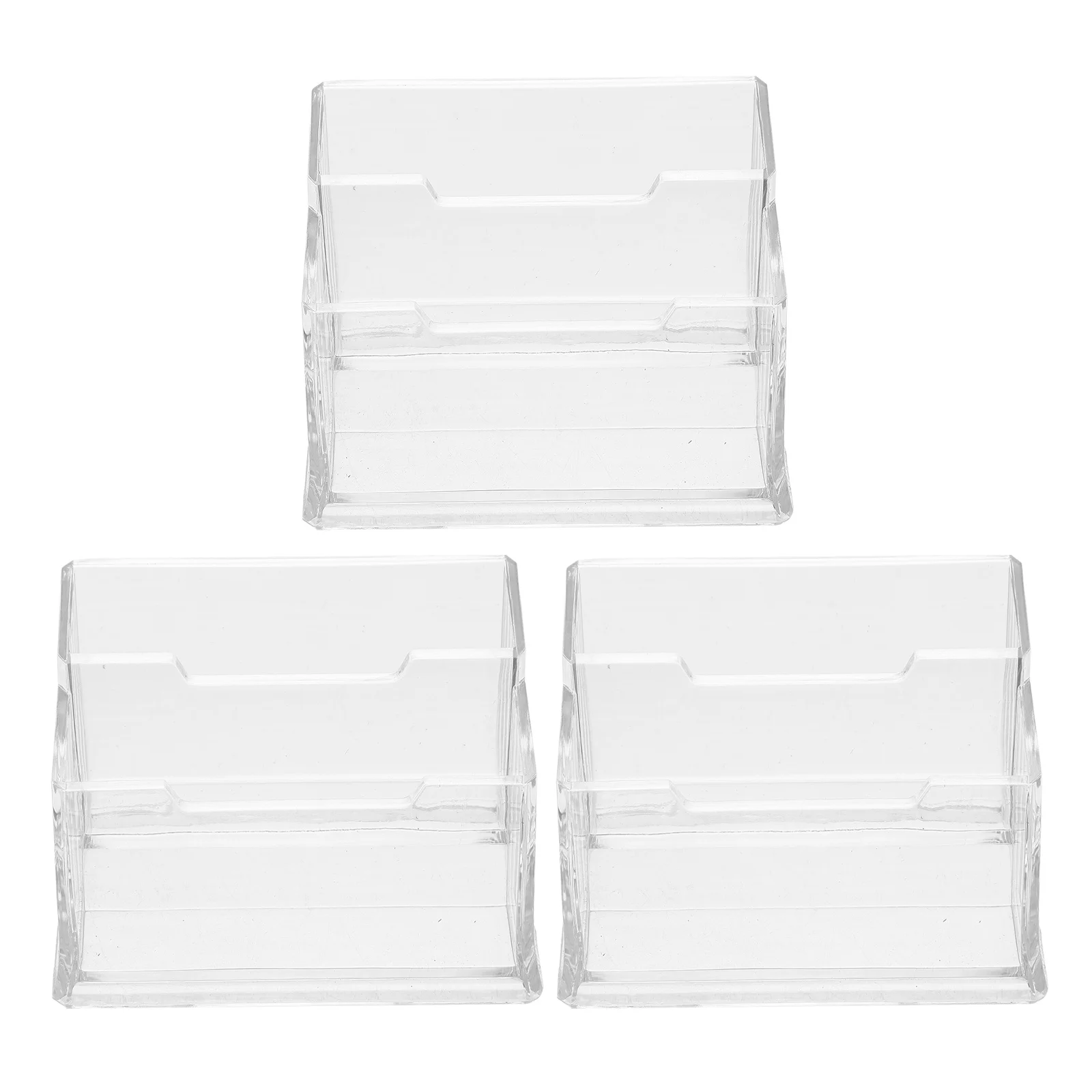 3pcs Business Card Holder Storage Box Transparent Desktop Organizer Large Capacity Plastic Card Display Stand For Office Use