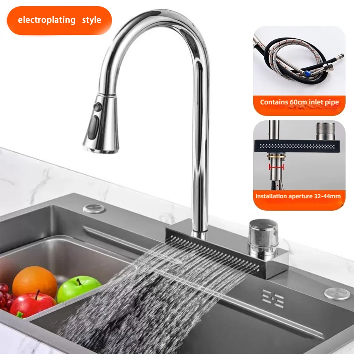 

Pull-out 360° Rotating Stainless Steel Kitchen Faucet - Extendable Sink Faucet in Black/Gun Grey/Brushed/Chrome Finishes