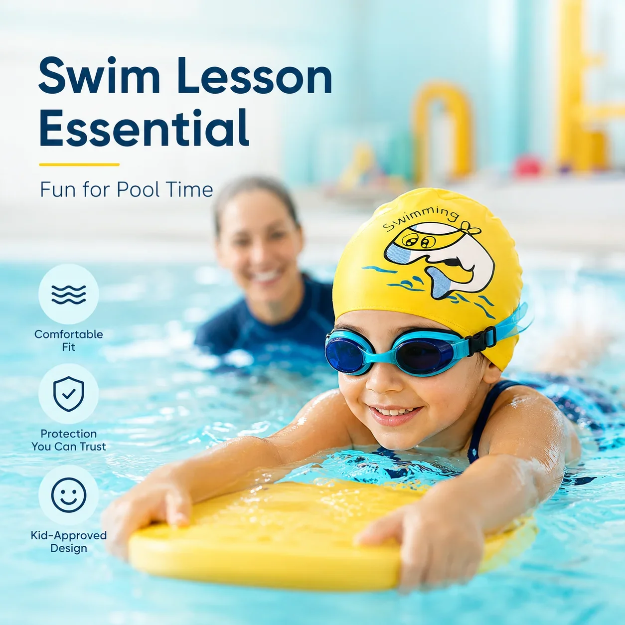 Cute Waterproof Children's Swimming Cap for Kids Waterproof Stretchy Bathing Hat Hair Protection Accessories for Boys Girls