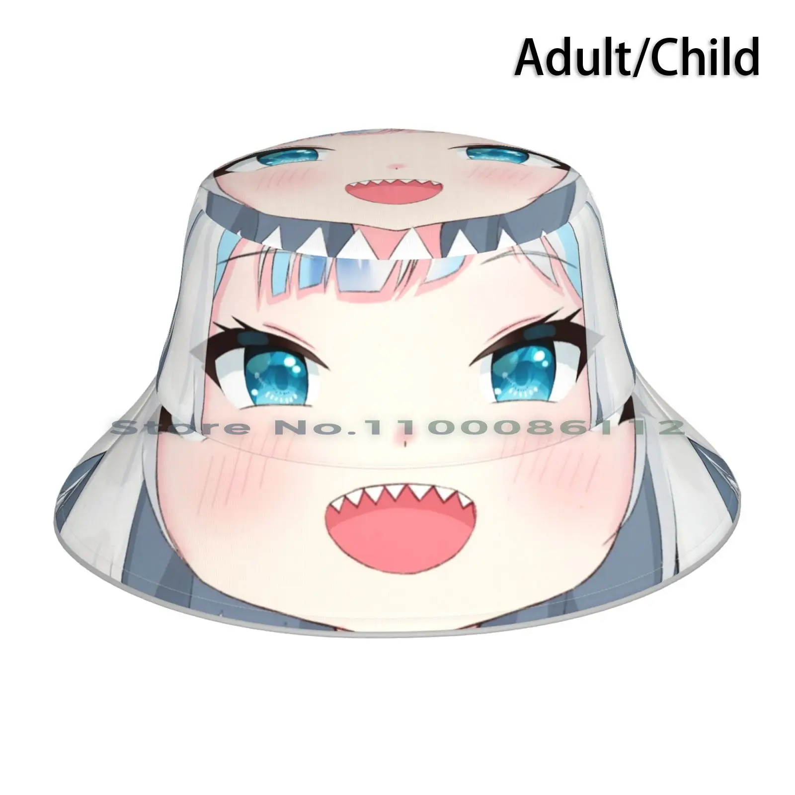 Gawr Gura Shark Mask Anime Girl Bucket Hat Sun Cap Gawr Gura Hololive Tsunomaki Watame Vtuber Virtual Youtuber Shirakami Fubuki