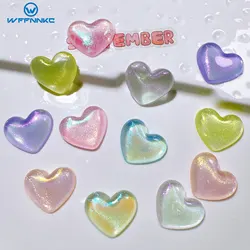WFFNNKC 20-30Pcs Glitter Love Heart Planar Resin Woman Earring Hair Clip Jewelry Accessories DIY Garment Crafts Acrylic Patch