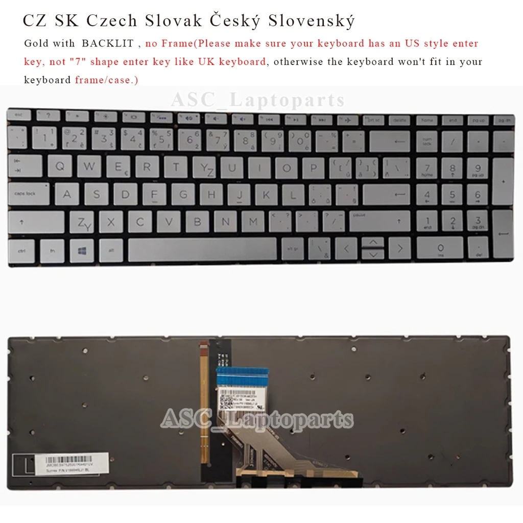 Czech Slovak Keyboard for HP 15-CX 15-CR 15-CW 15-CS 15-CN 15-DA 15-DB 15-DF 15-DK 15-DR 15-DS 15-DU 15-DW 15-DX 15-DY BACKLIT