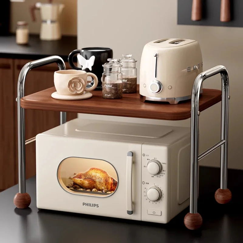 

Kitchen Organizer Countertop Shelf for Microwave Rice Cooker Oven Appliances Non-Slip Design Space-Saving Multi-Tier Storage