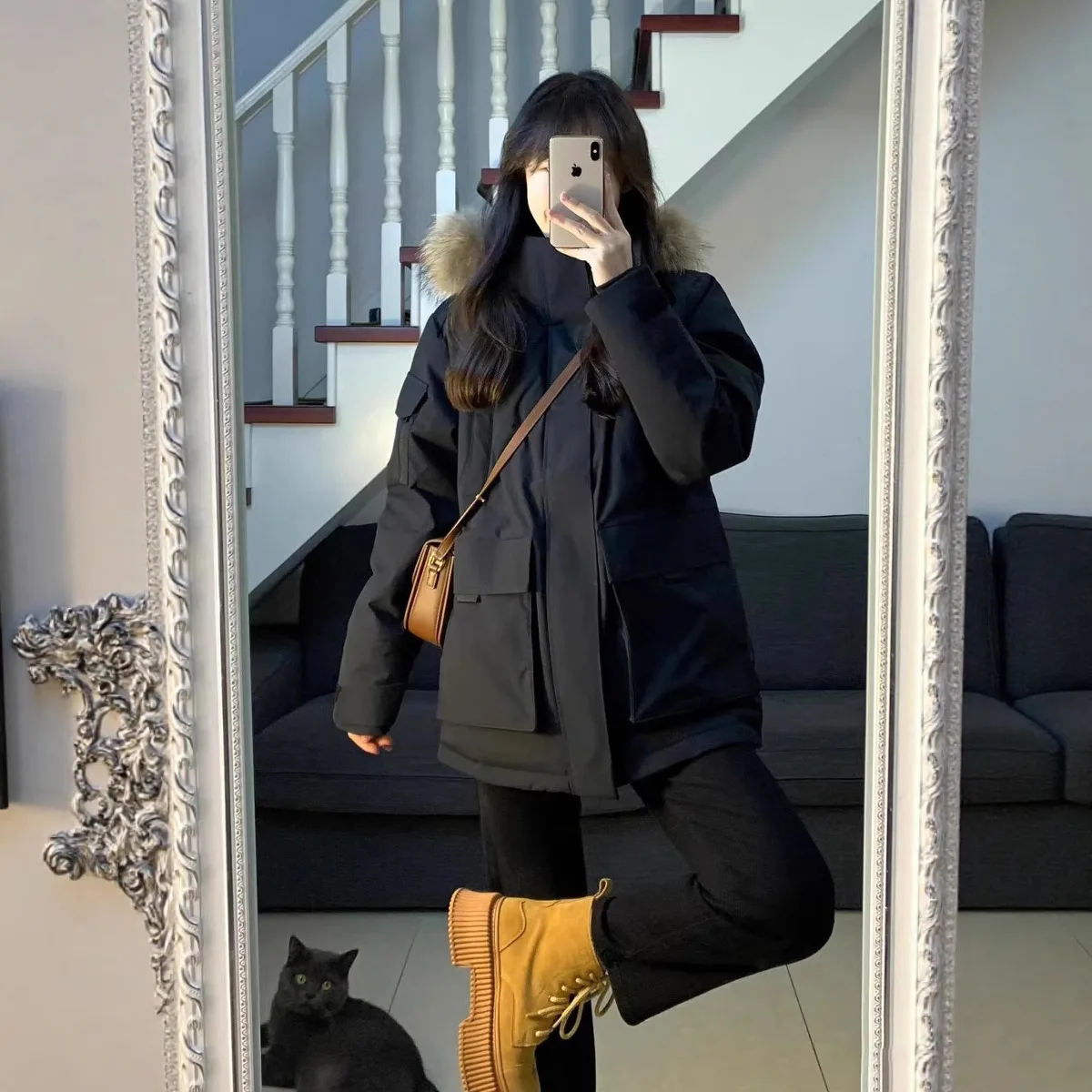 

Зимнее женское стеганое пальто, однотонное женское стеганое пальто с капюшоном из искусственного меха, универсальное утепленное пальто с карманами для женщин