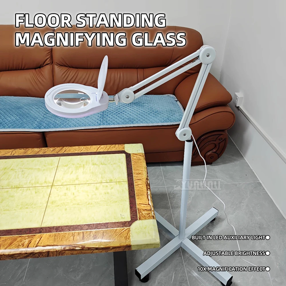 Floor-Standing Cold Light Magnifying Glass Black/White PD430178H Optimal for Reading And Crafting