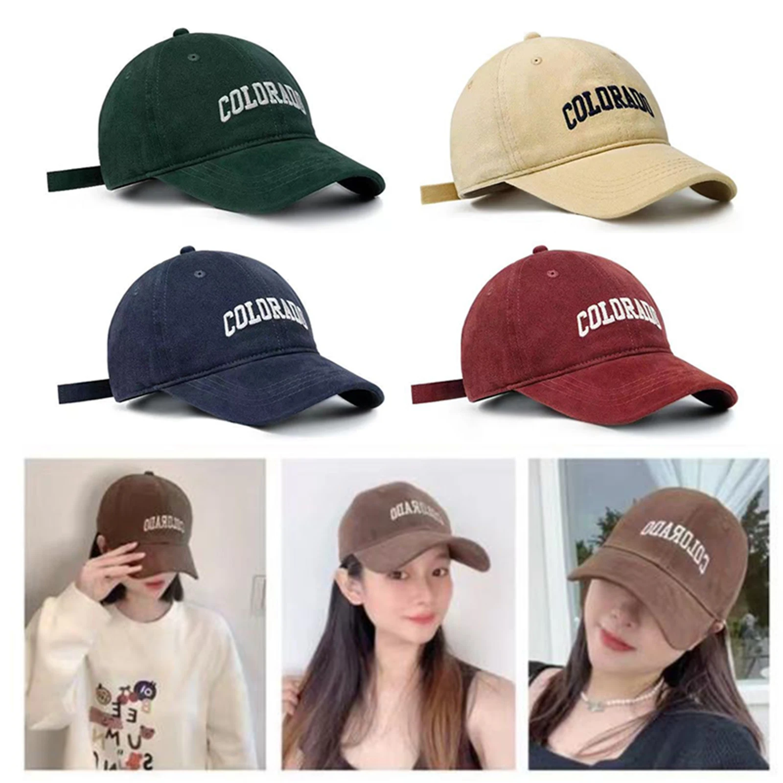 Soft Cotton Baseball Caps Solid Letter Embroidery Men Women Cap Hip Hop Sunscreen Adjustable Snapback Casual Outdoor Visor Hats