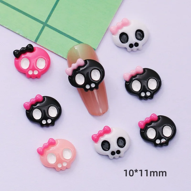 

10PCS Y2K Small Size Pink Girl Bow Skeleton Decoration Accessories Parts Kawaii French Acrylic Ballet Resin Cartoon Charms Gem