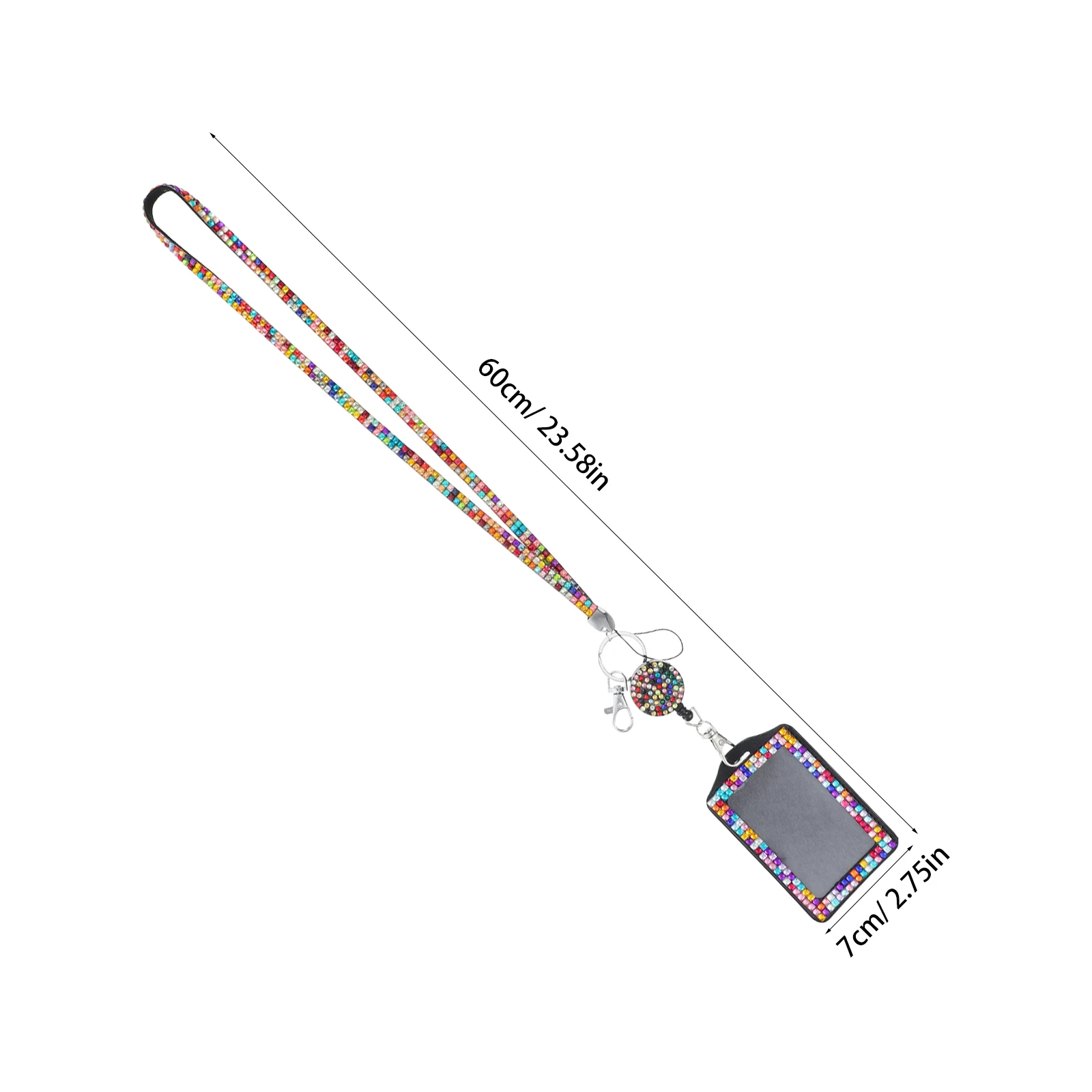 

Lanyard with ID Holder Rhinestone Lanyard Bling Card Holder with Retractable Badge Reel for Women Teachers Nurses and Students