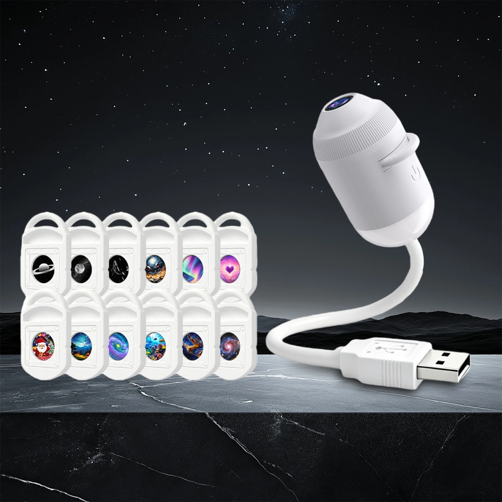 USB Car Interior Star Galaxy Projection Lighting 360° Adjustable Starry Sky Ambient Night Light Touch Control Decoration Lamp