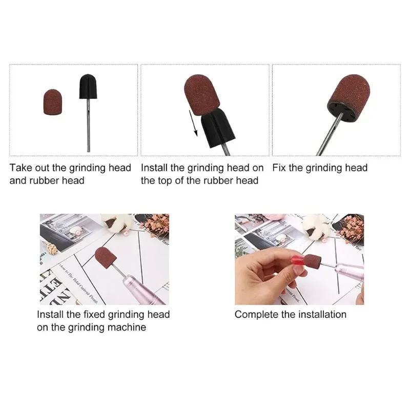50개 네일 샌딩 캡 2개 샌딩 샤프트 젤 폴리쉬 리무버 네일 드릴 비트 매니큐어 그라인딩 버 페디큐어 도구 # 80/ # 120