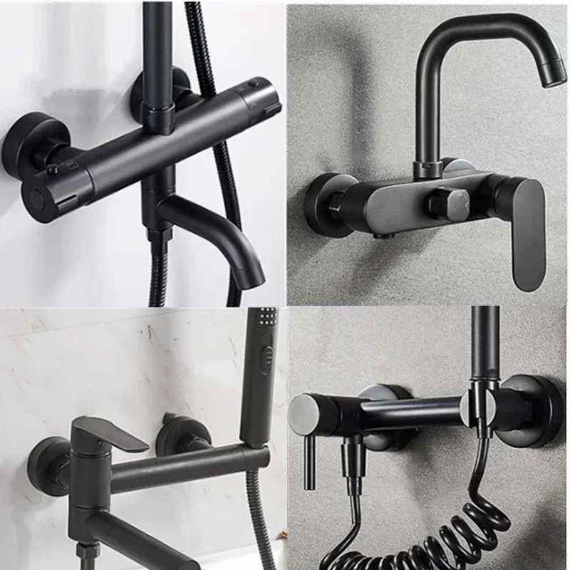 1Pc Black Shower Faucet Decorative Cover Chrome Finish Stainless Steel Water Pipe Wall Covers Bathroom Home Daily Accessories