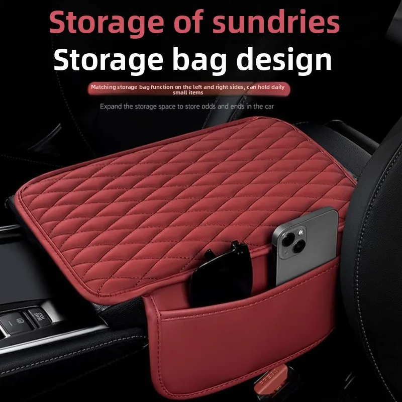 NEW Car Center Console Protector Cover Armrest Box Cushion with Pocket Arm Rest Mat Elbow Support Storage Four Seasons Universal