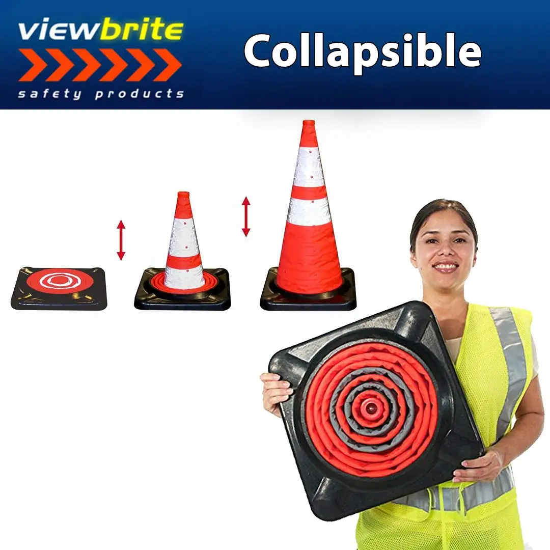 Collapsible Traffic Cones with LED Lighting - Safety Cones Emergency Road Cones Parking Cones Orange Collapsable Cones with Heav