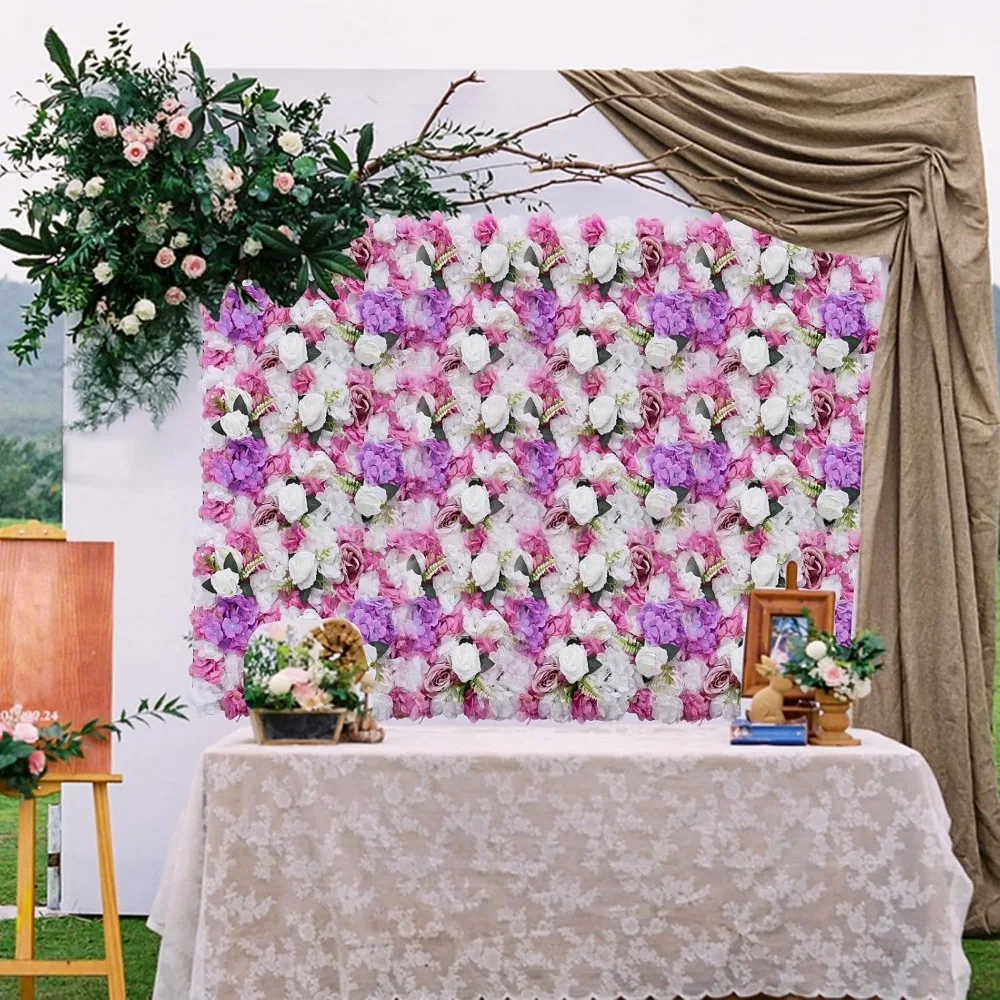 

Artificial Flower Wall Panels 6 Pcs Rose Peony Flower Leaves Wall Backdrop Fake Flowers Wall Decoration for Party Wedding