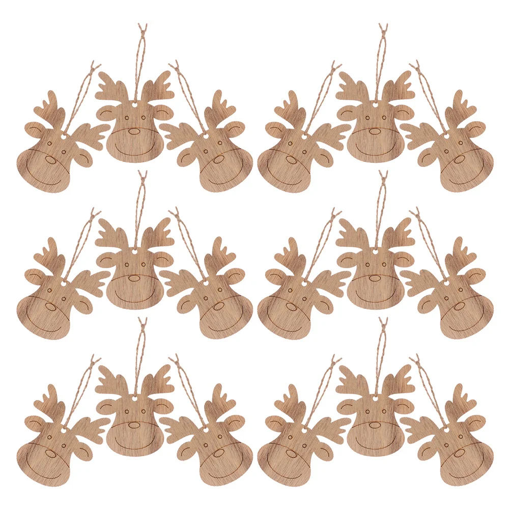 

30Pcs Wooden Reindeer Ornaments Blank DIY Cutouts Christmas Tree Decorations Hanging Craft Blank Wooden Pendants