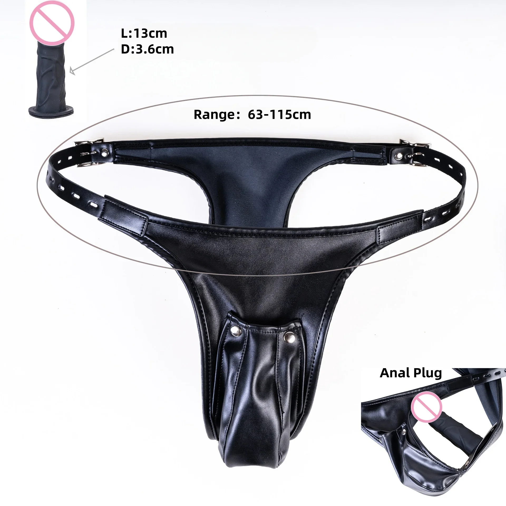 Multi-Functional Leather Chastity Panties with No Vibration Silicone Dildo Anal Accessories for Couple Sensual Play Sex Toys