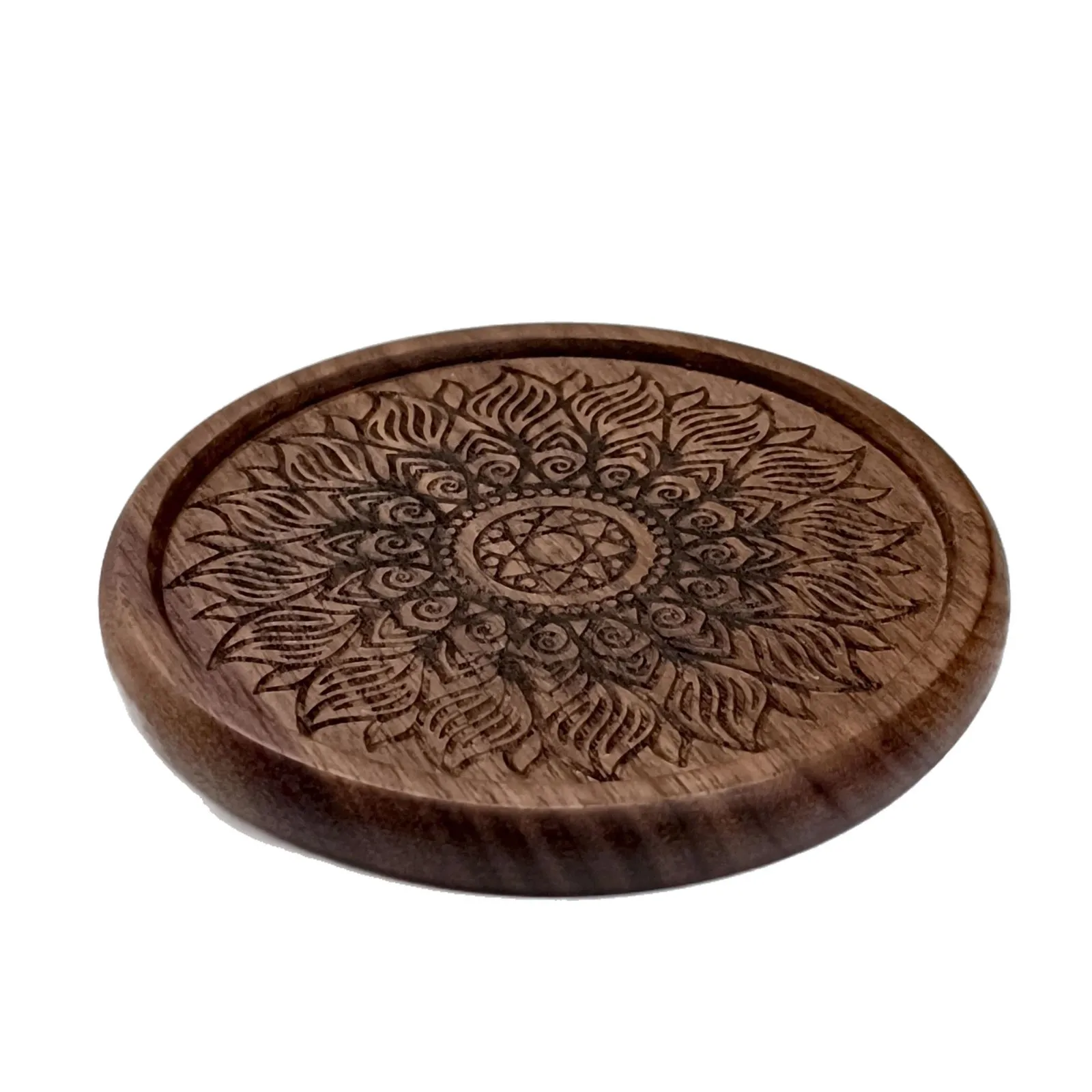 Coffee Cup Coaster Solid Wood Black Walnut , Wooden Mug Heat Insulation Pad, Anti-Scald Table Tea Tray Mat, Mandragora