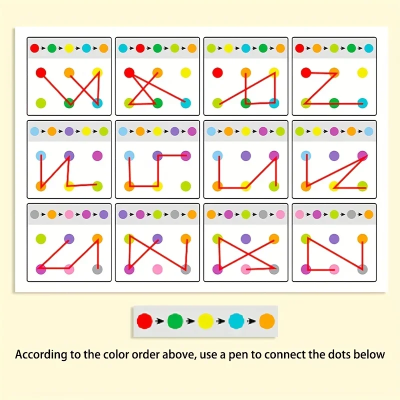12 Pages A4 Size Reusable Erasable Pen Training Connection Card Visual Tracking Focus Attention Training Flashcards