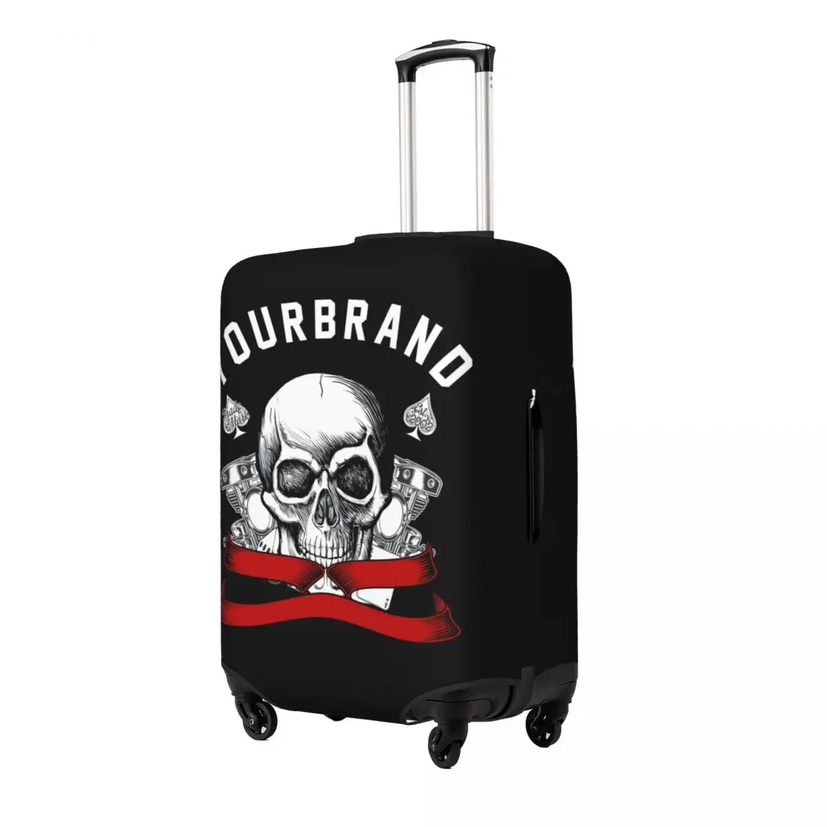 Skull With Machine Hand Drawing Vector Print Luggage Protective Dust Covers Elastic Waterproof 18-32inch Suitcase Cover