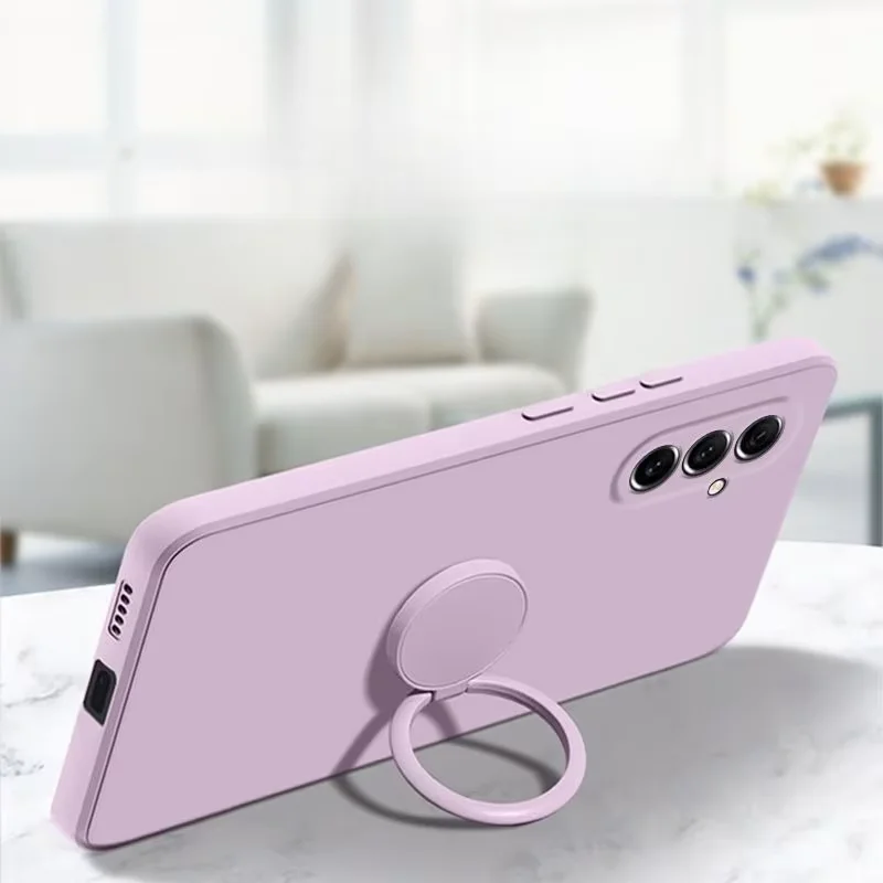 For Samsung S26Ultra S23 S24 S25 Plus FE A16 A17 A26 A36 A56 Solid Color Car Magnetic Ring Rotating Bracket Phone Protective Cse view 2