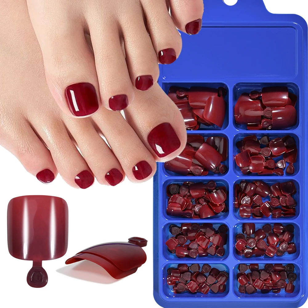 Limpar dicas de unhas falsas para unhas dos pés, Cobertura completa Unhas falsas do dedo do pé, Imprensa Artificial nas unhas dos pés, Praça Francesa, Natureza Branco, 100Pcs