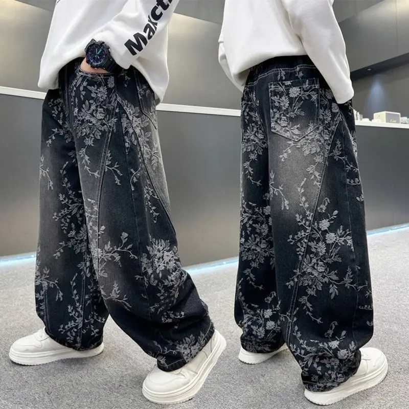 Boys Jeans For Children's Pants Kids New Clothing Trousers Loose Spring/Autumn Clothes Teenager Casual Jeans 4-14Y