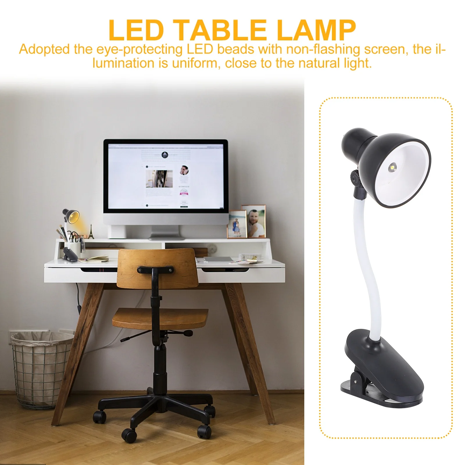 

1Pcs Foldable Clip-on Table Lamp Eye-Care LED Mini Desk Light Adjustable for Reading Study Room Use Lamp