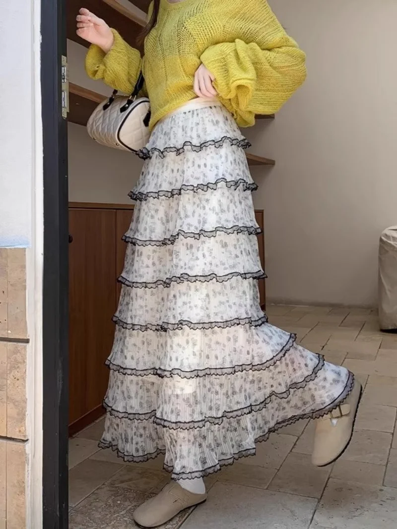 Purple Skirt For Women 2026 Spring Autumn/Winter Style Fashion Elegant Long Puff Cake Skirt w1673