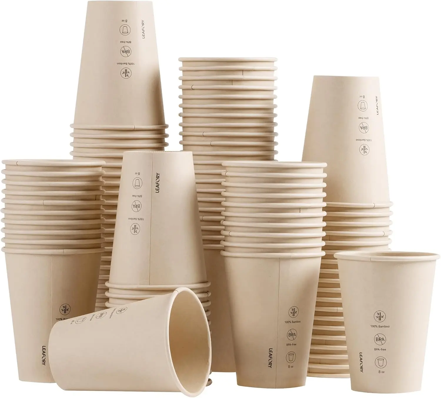 

8oz Coffee Cups Disposable Paper Cups, 400 Pack – Unbleached Natural Bamboo Fiber for Hot and Cold Drinks, Great for Of