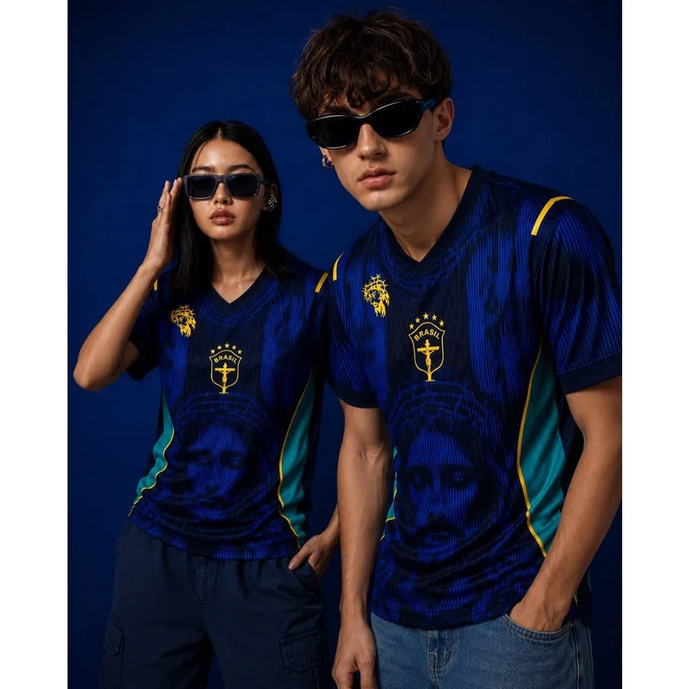 New Christ The Savior Print Streetwear Style Jersey Brazilian Fans Adults Kids T-Shirt Summer Breathable Casual Sportswear Top