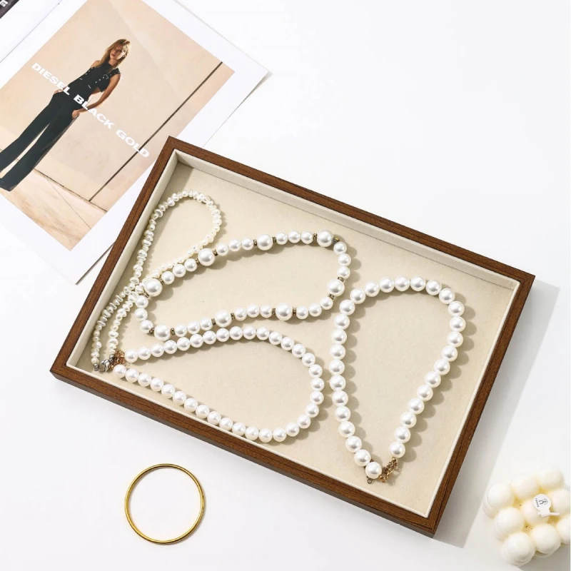 Black Walnut Pattern Jewelry Display Jewelry Storage Tray Earrings Necklaces Bracelets High-end luxury Party Simple gifts Women