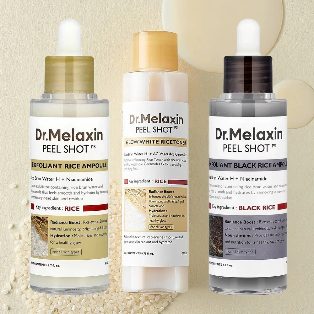 Dr.Melaxin Peel Shot أمبولة تقشير الأرز الأسود لينة التقشير فرك خلايا الجلد الميت مزيل الرؤوس السوداء جميع الجلد الكورية Skinca