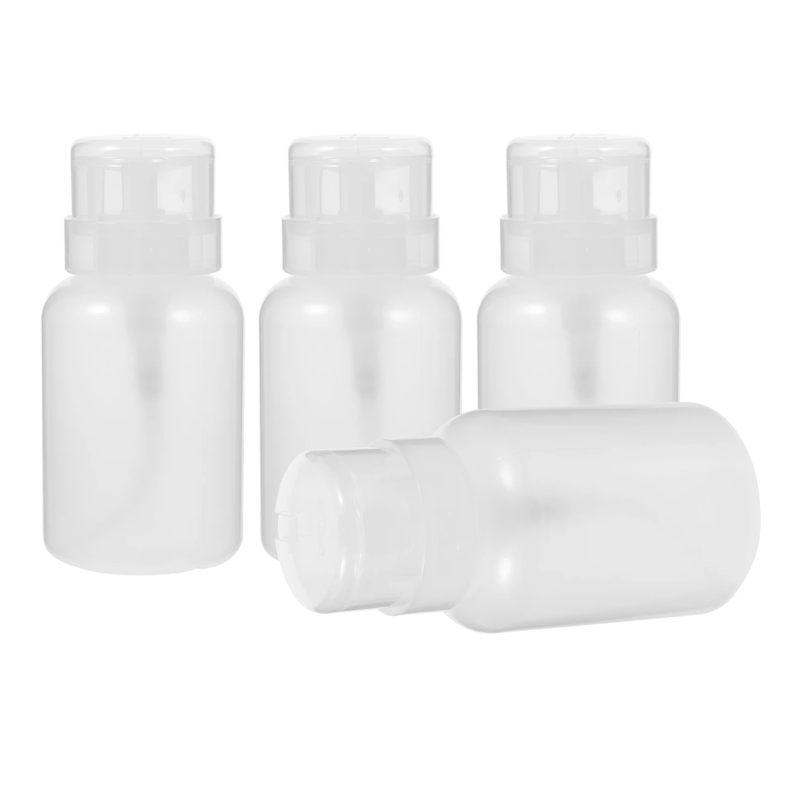 

4pcs 250ml Transparent Squeeze Pump Bottles for Nail Remover Liquids Dispenser Bathroom Home Travel Use Refillable Plastic Jar