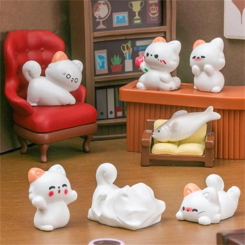 

5PCS/Bag Figurines Miniatures Cute Cartoon Cat Kitten Micro Landscape Ornaments Home Desktop Decorations