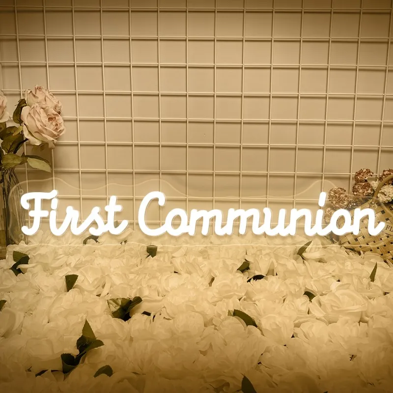 

Неоновая вывеска для первого причастия, светодиодная настенная вывеска для домашнего декора комнаты, светодиодные неоновые огни, вывеска для украшения вечеринки, крещения, подарки на день рождения