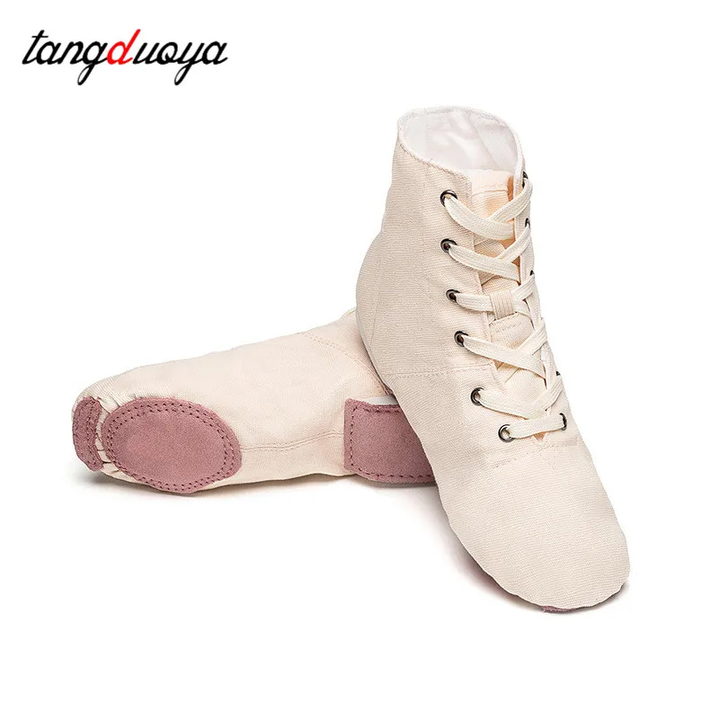 Sapatos de dança jazz feminino alto-superior sapatos de professor solas suaves masculino yoga desempenho lona sapatos de dança estilo nacional botas