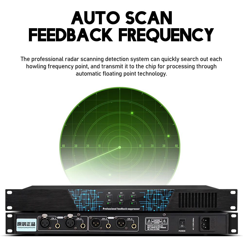 Professional Feedback Suppressor 4 in 4 Out Performance Stage Conference Automatic Anti-Howling KTV Microphone Frequency Shifter