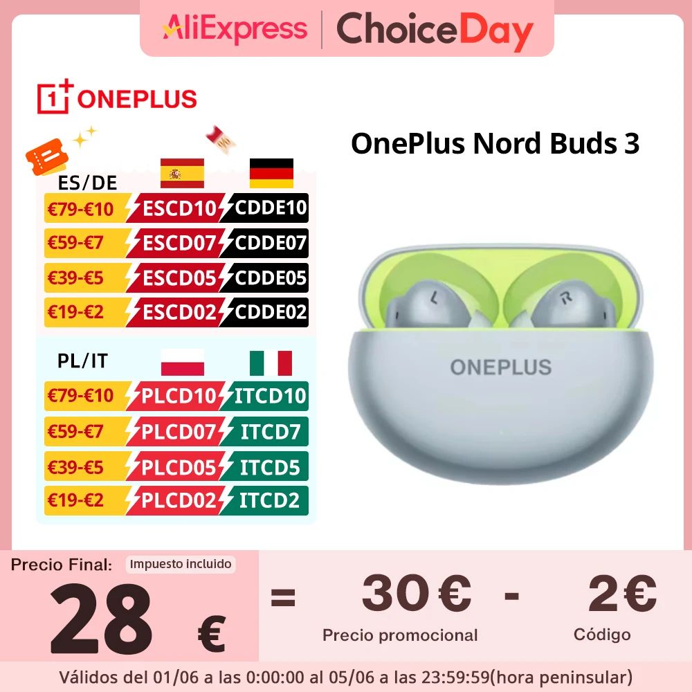 Globale Version OnePlus Nord Buds 3 Ohrhörer Bis zu 32dB Aktive Geräuschunterdrückung Ultra-tiefe