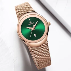 NAVIFORCE 2024 Frauen Uhren Luxus Rose Gold Ultra Dünne Damen Uhr Luxus Wasserdichte Quarz Armbanduhr Frau Relogio feminino