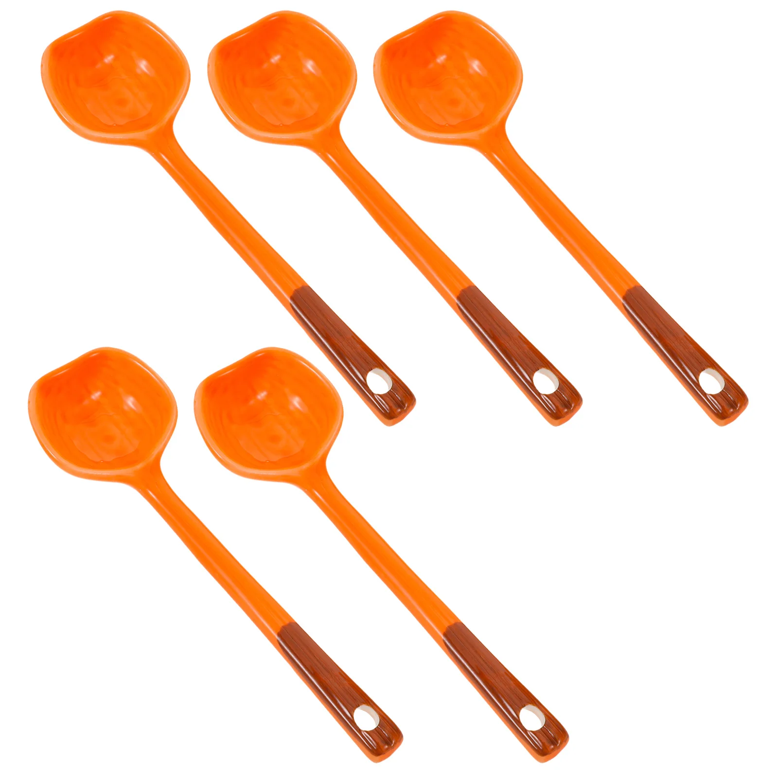 

5Pcs Cute Ceramic Pumpkin Soup Spoons Unique Kitchen Addition for Halloween and Thanksgiving Dining Table Decor Orange