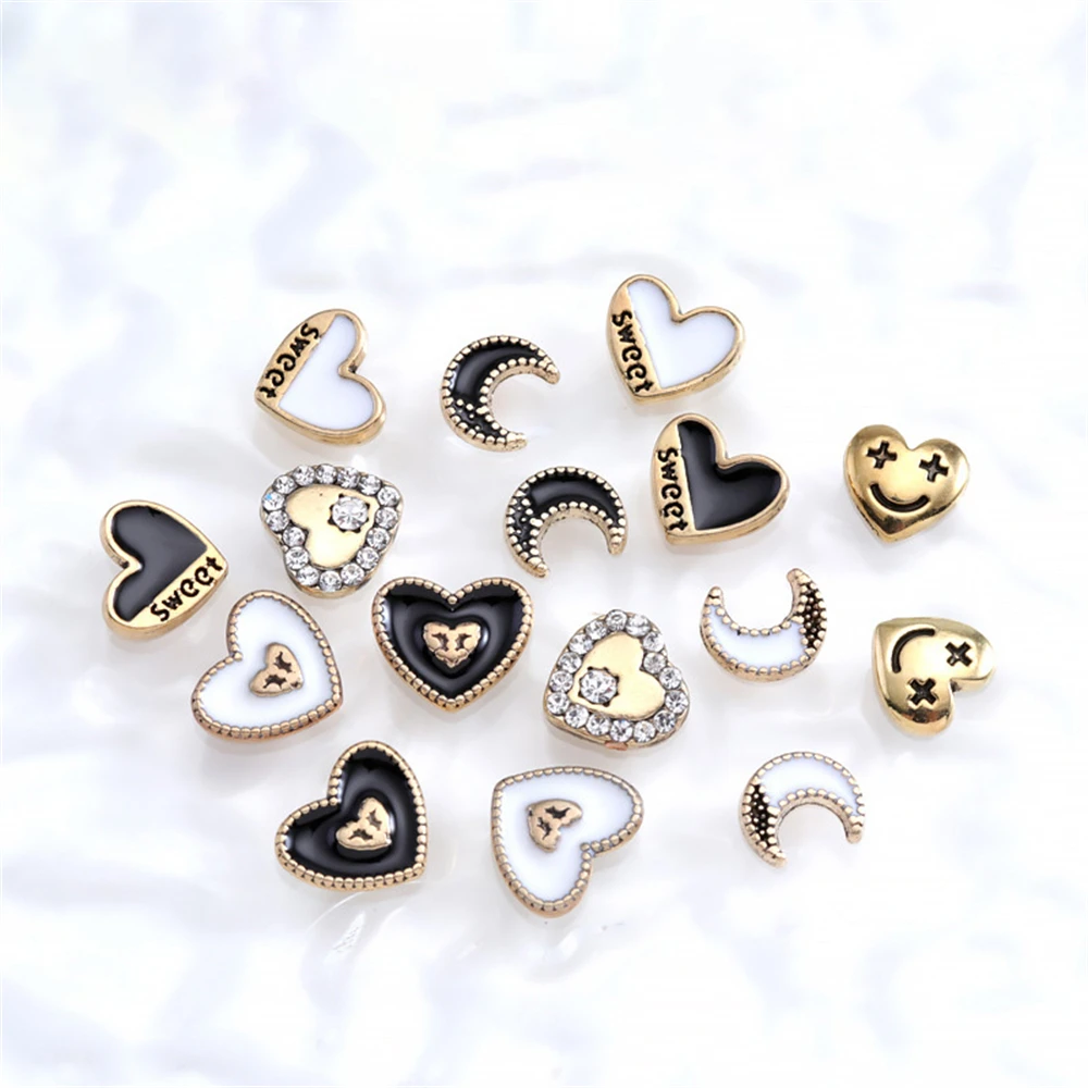 10 Chiếc Retro Hợp Kim Móng Tay Charm Mặt Trăng Đào Trái Tim * Ngọt * Chữ Love Phần Móng Tay Nghệ Thuật Hợp Kim Kim Cương Trang Trí 3D Punk Phụ Kiện