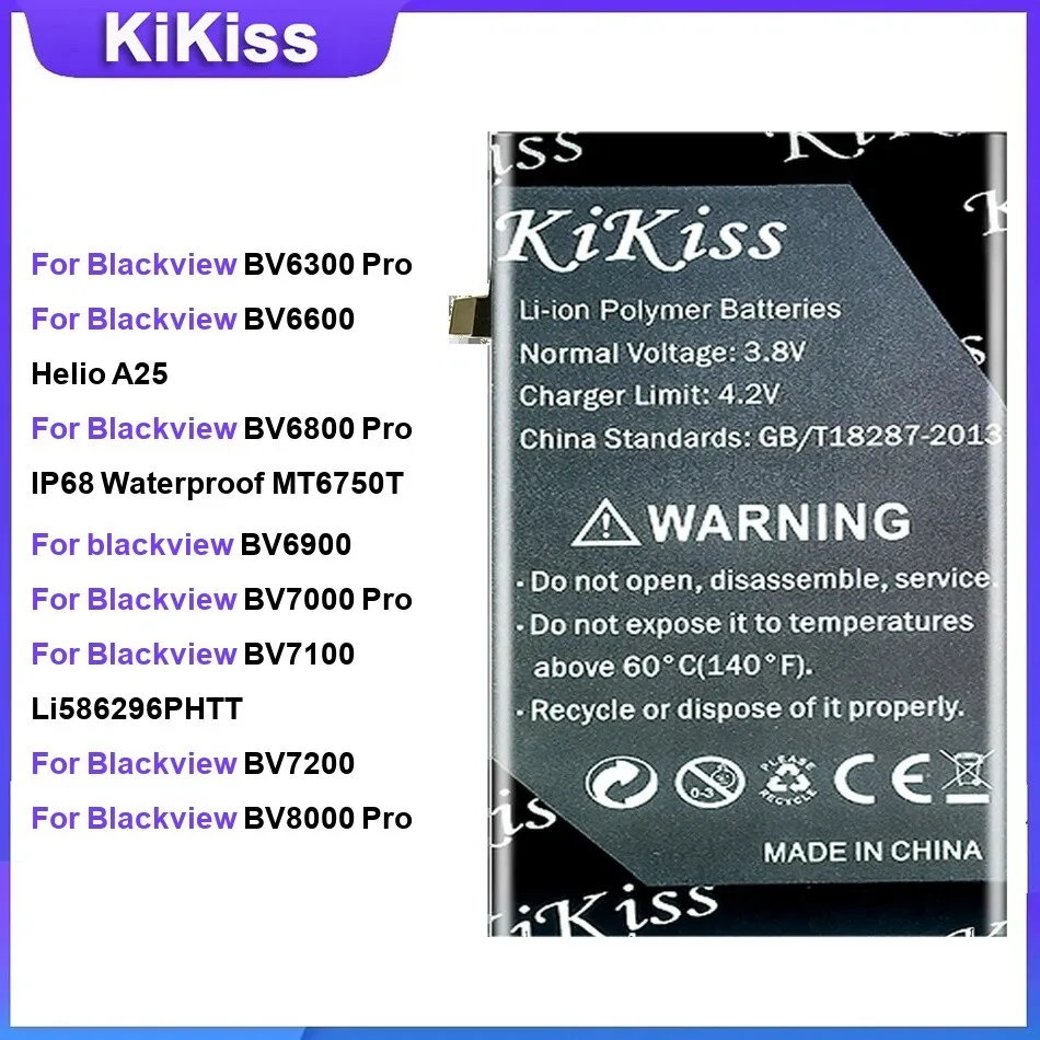 

Battery For Blackview BV6100 BV6300 Pro BV6900 Bv7000pro BV7100/7200/8000 Pro/8800/E7 E7S/MAX 1 C60 C80 PAD13 10 Inch P2 Lite