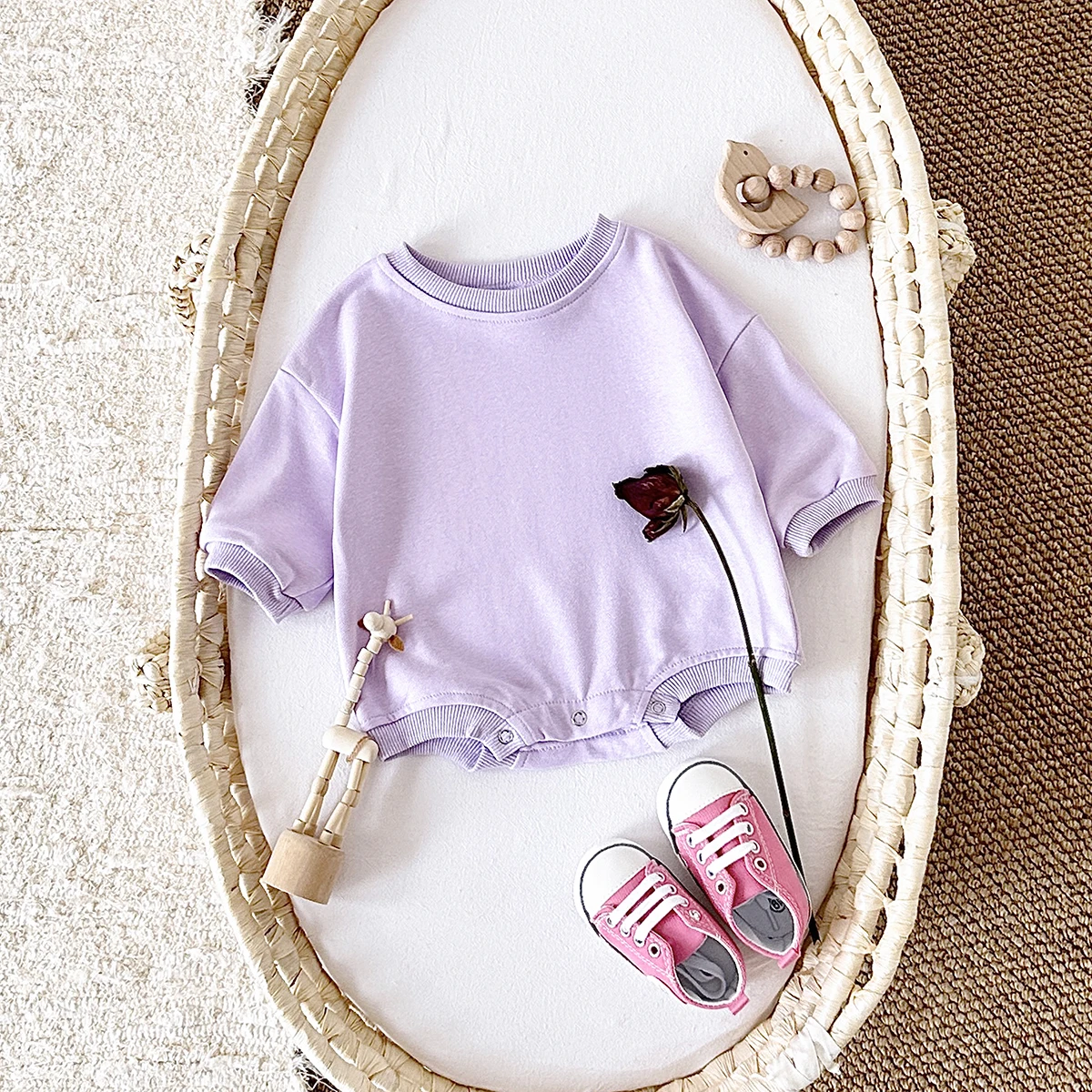 Newborn Baby Clothes Romper Triangle Jumpsuit Button Basic Sweatshirts Solid Color Pullover Bodysuits Fall Winter Child Clothes