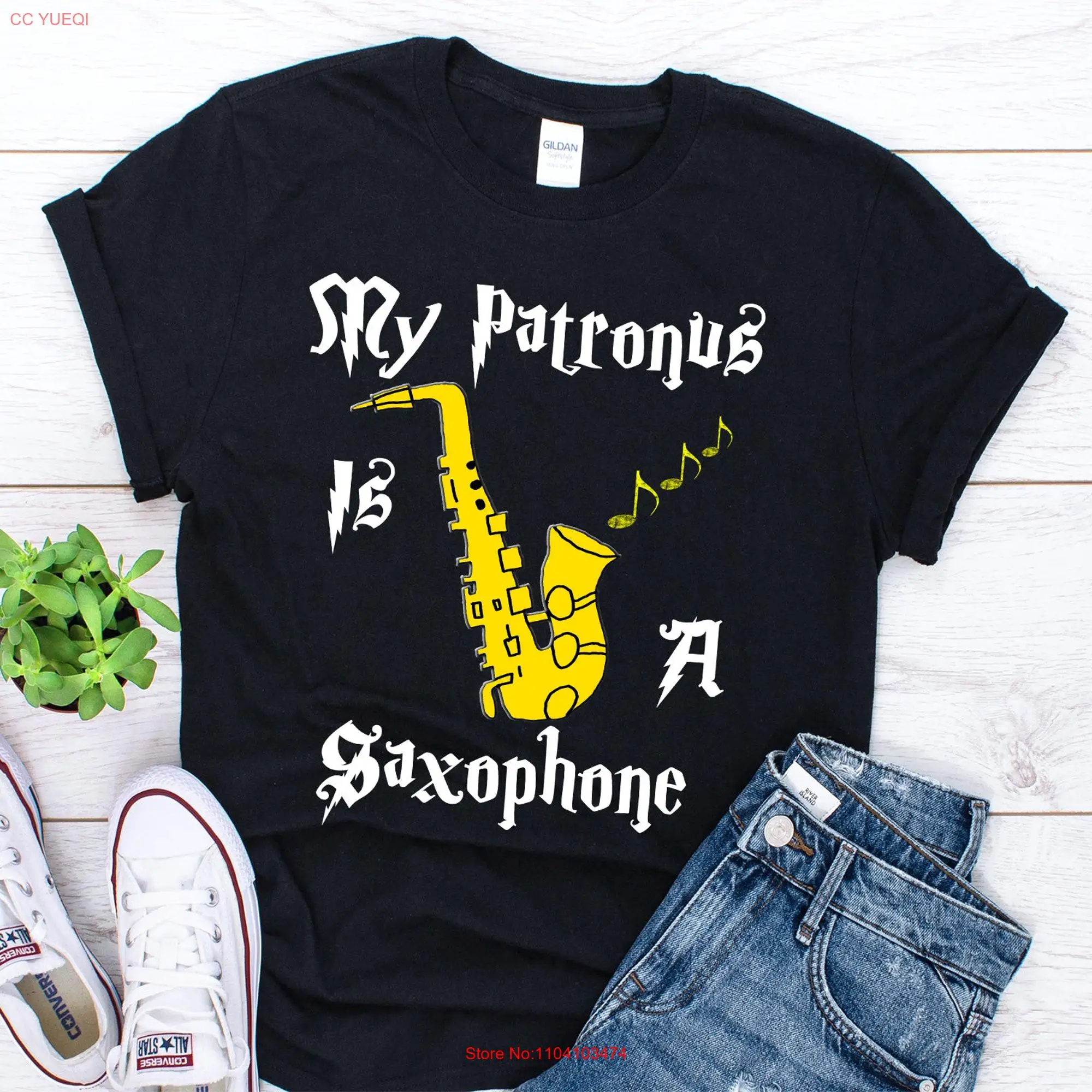 Saxophone T Shirt My Patronus Is A GIft Sax Saxophonist Alto Player Jazz Music InstrumenT  long or short sleeves