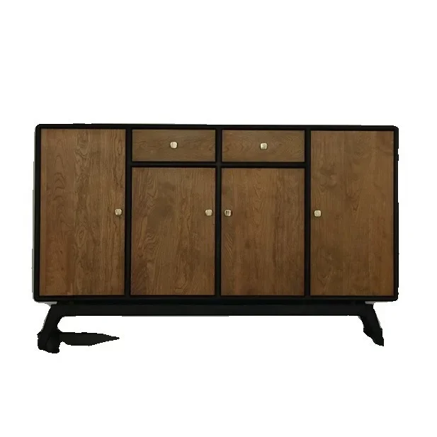 

American solid wood retro entrance cabinet, Wabi disease medium and ancient style dining side cabinet French foyer, entrance