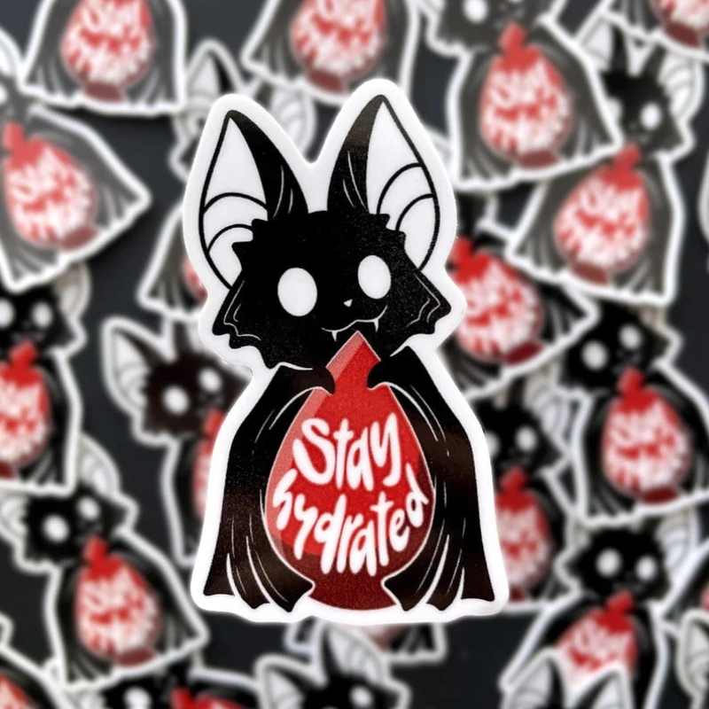 Bat Water Bottle Stickers - Cute and Humorous Laptop Stickers, Laptop Stickers
