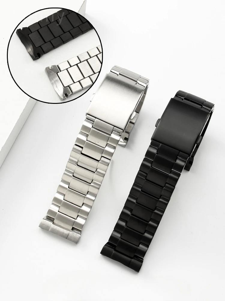 For Diesel Solid Stainless Steel Diesel Watchband Men Dz4318 Dz7305 Arc Interface Comfortable Black Metal 26mm Watch Strap