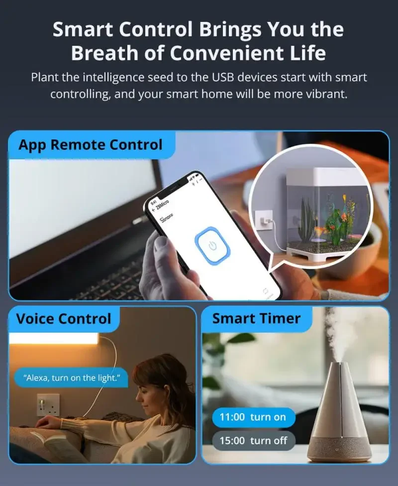 Sonoff ZBMicro Zigbee Micro USB Smart Adaptor Date Transmitter Support Charging Smart Home Automation Via eWeLink Google Alexa