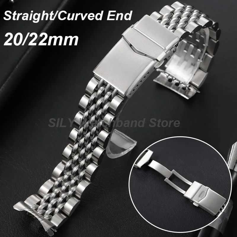 

20/22mm Solid Folding Buckle Stainless Steel Strap for Jubilee Screw Link Steel WatchBand Women Men Bracelet Wristband with Tool